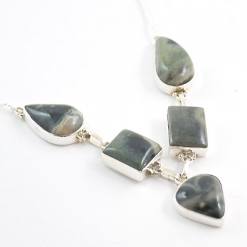 sterling silver ocean jasper necklace